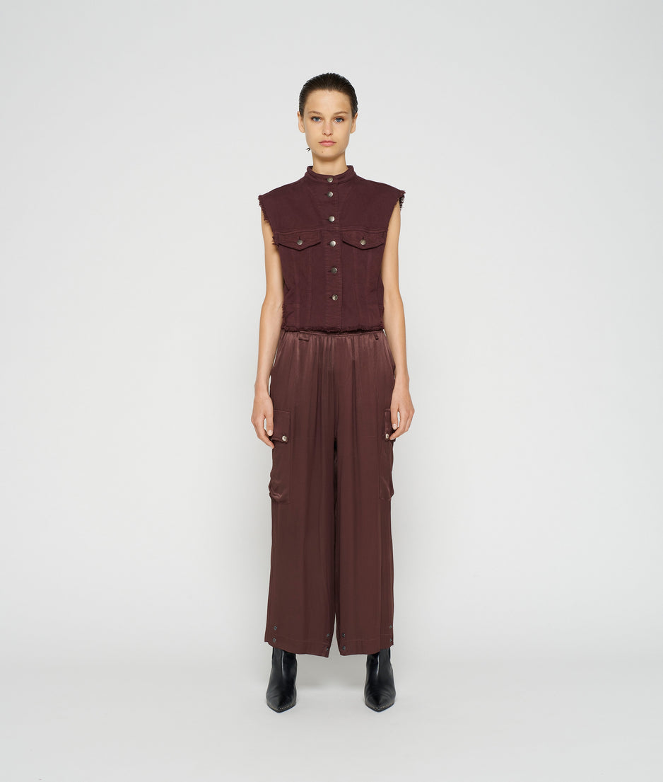 utility pants satin | aubergine