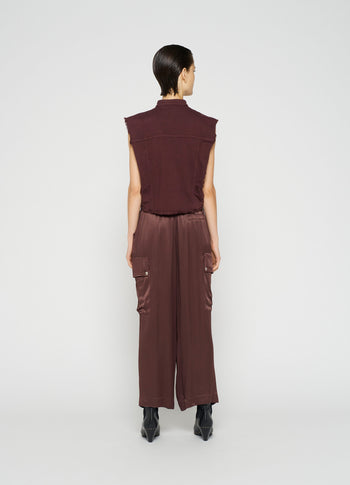 utility pants satin | aubergine