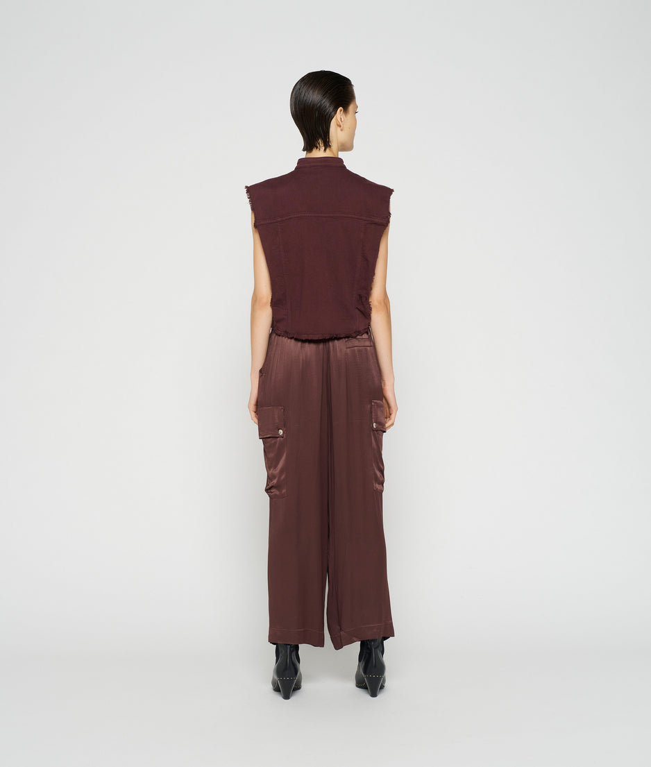 utility pants satin | aubergine