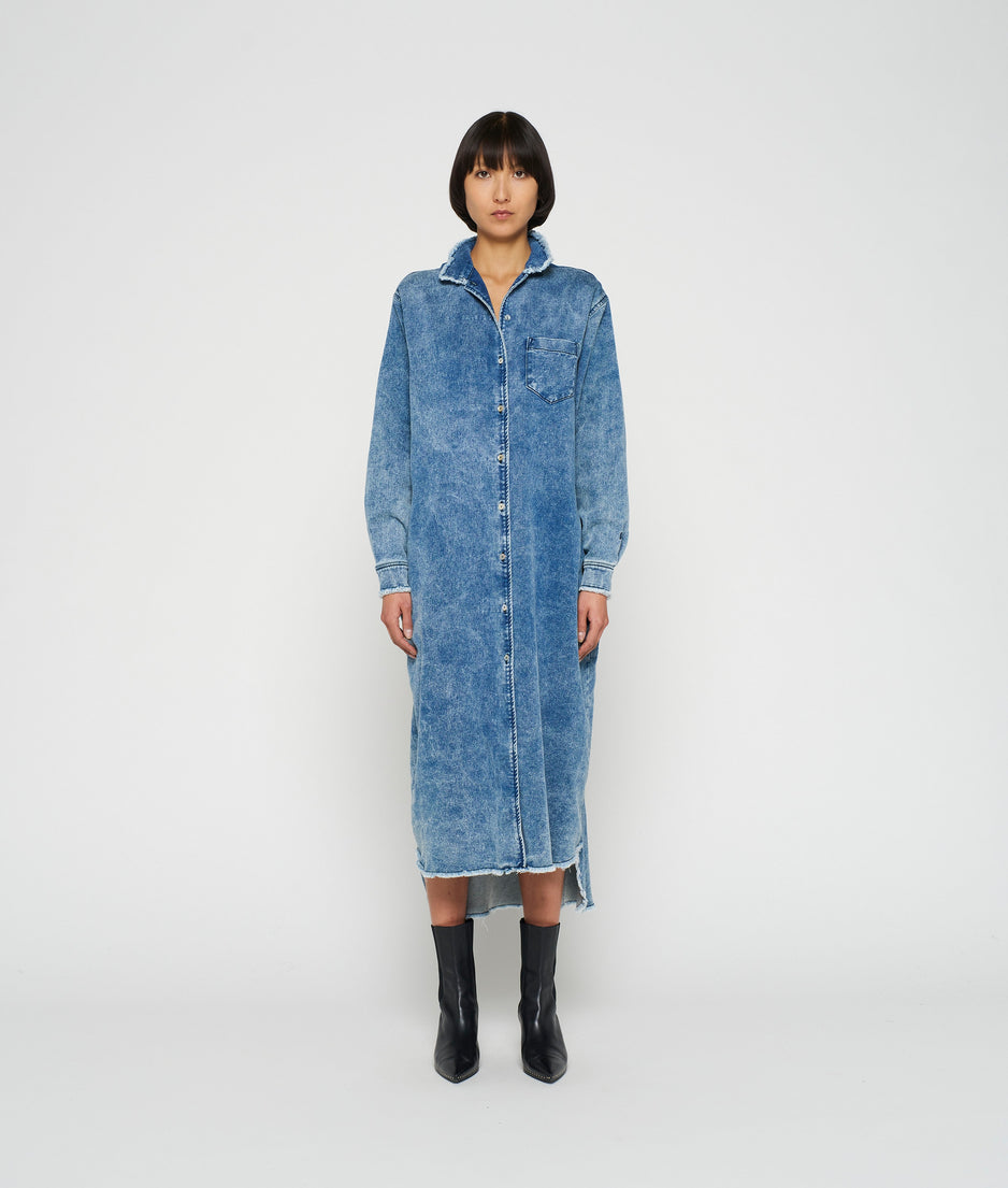 shirt dress jog denim | blue denim