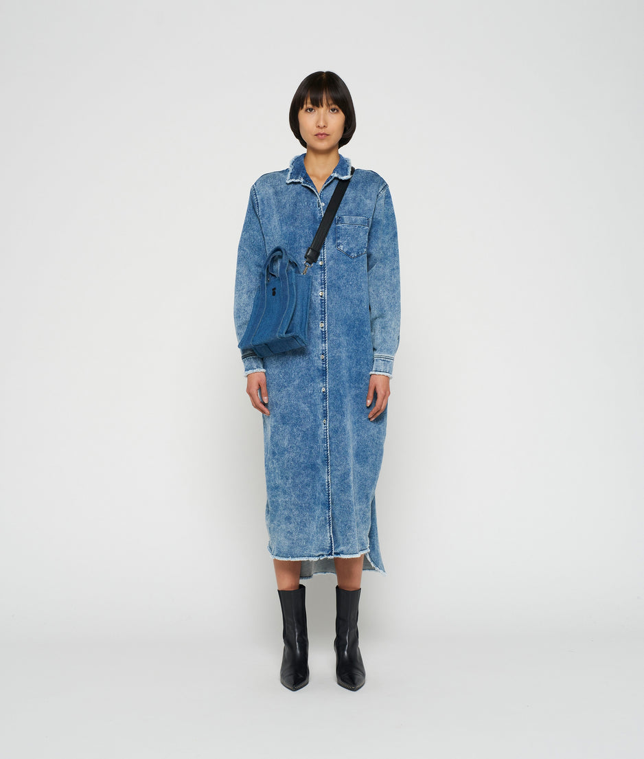 shirt dress jog denim | blue denim