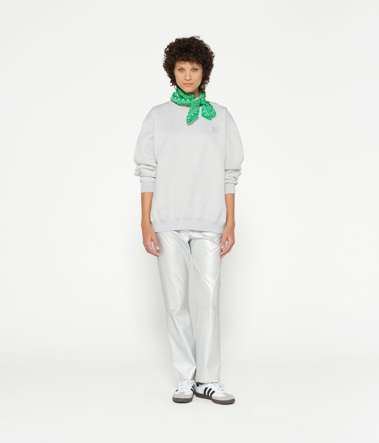 flared pants leatherlook | silver